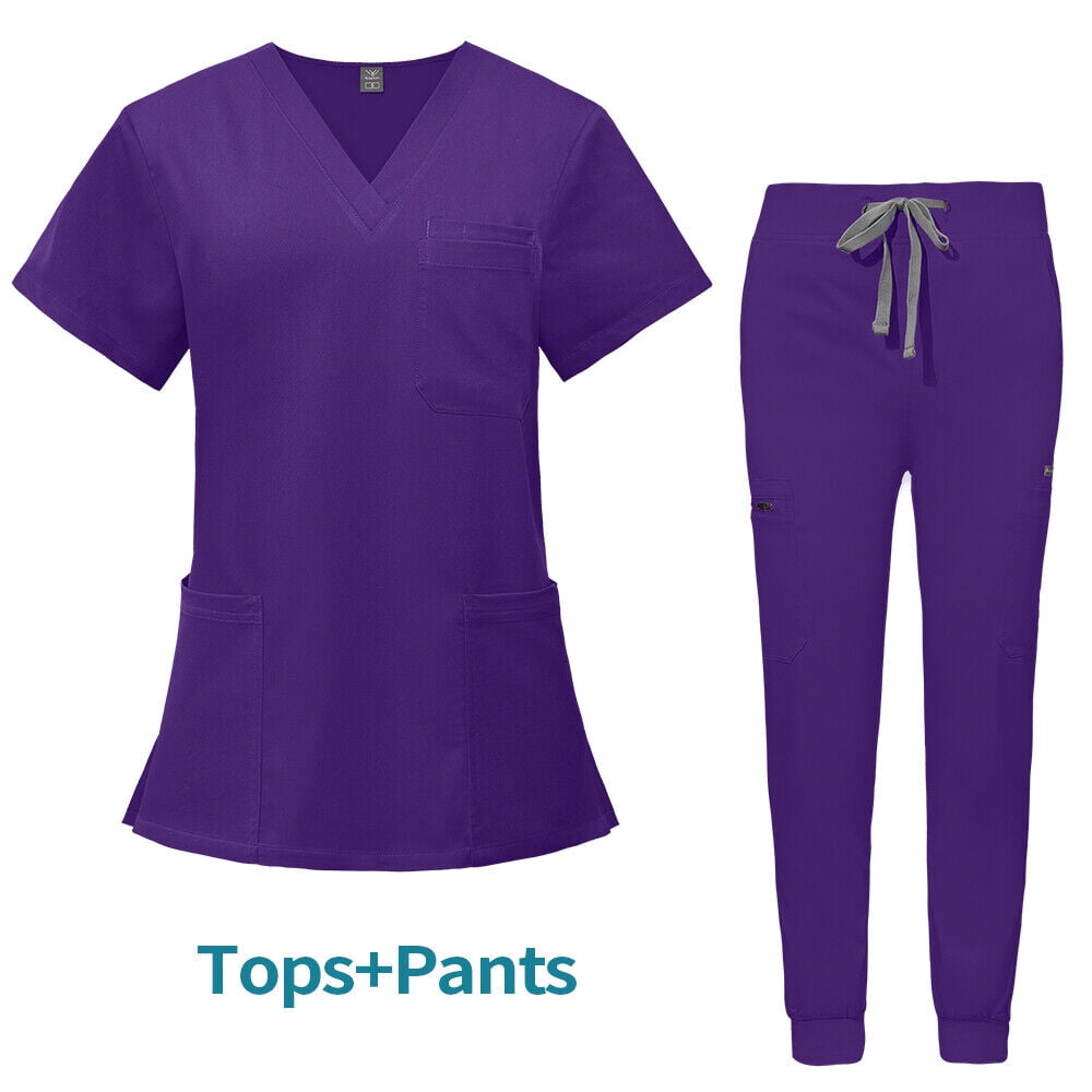 Stretch Medical Nursing Hospital NiaaHinn Scrub Uniform Jogger Set Scrub Jacket