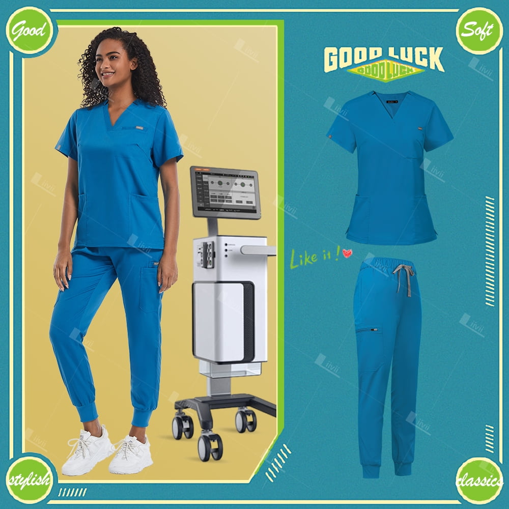Stretch Medical Uniforms Women Scrubs Sets Hospital Doctors Clothes Nurses Accessories Dental