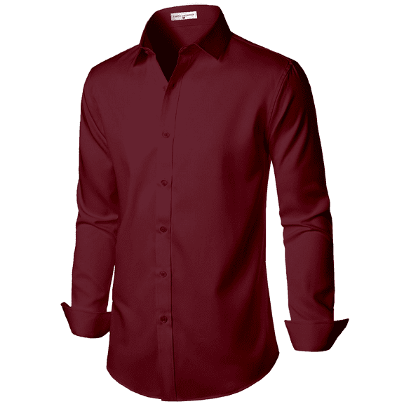 Stretch Mens Slim Fit Dress Shirts Formal Long Sleeve Button Down Shirts