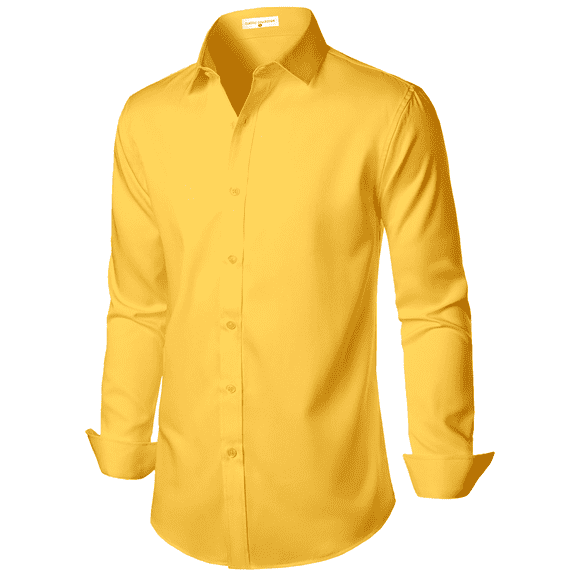 Stretch Mens Slim Fit Dress Shirts Formal Long Sleeve Button Down Shirts