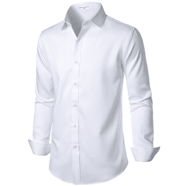 Stretch Mens Slim Fit Dress Shirts Formal Long Sleeve Button Down Shirts