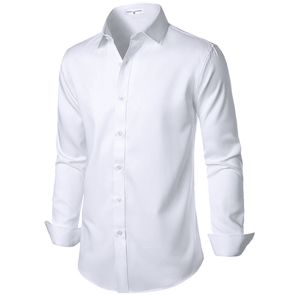 Stretch Mens Slim Fit Dress Shirts Formal Long Sleeve Button Down Shirts