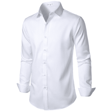 Stretch Mens Slim Fit Dress Shirts Formal Long Sleeve Button Down Shirts