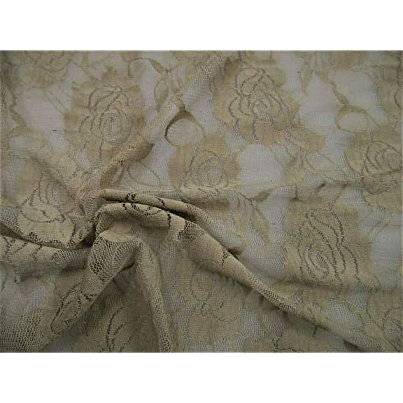 Stretch Mesh Lace Fabric Pale Brown Floral Sheer A307
