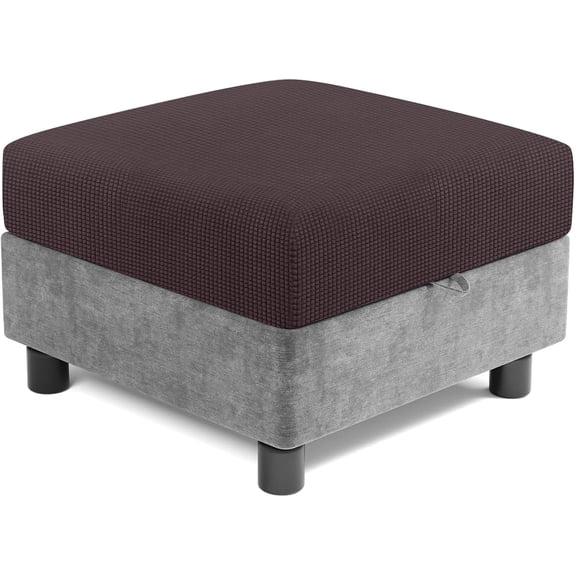 Stretch Modular Storage Ottoman Cover, Jacquard Square Ottoman Slipcover Sectional Sofa Module Cushion Slipcover Folding Storage Foot Stool Cover (Coffee,1pcs)