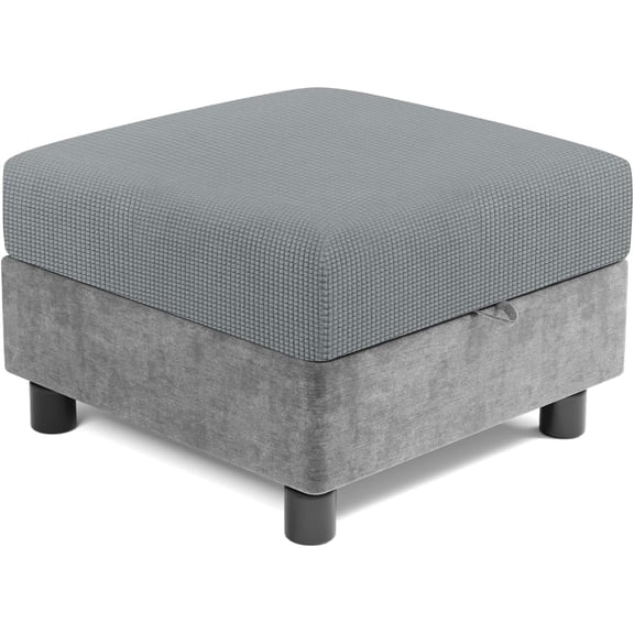 Stretch Modular Storage Ottoman Cover, Jacquard Square Ottoman Slipcover Sectional Sofa Module Cushion Slipcover Folding Storage Foot Stool Cover (Grey,1pcs)