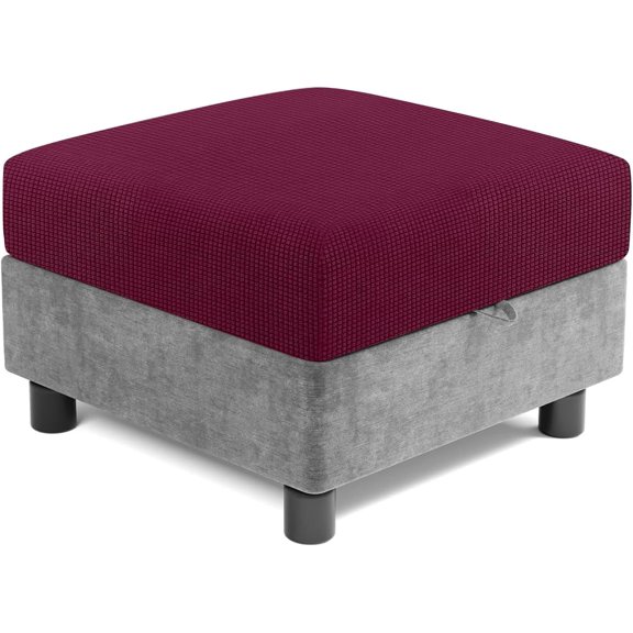 Stretch Modular Storage Ottoman Cover, Jacquard Square Ottoman Slipcover Sectional Sofa Module Cushion Slipcover Folding Storage Foot Stool Cover (red,1pcs)