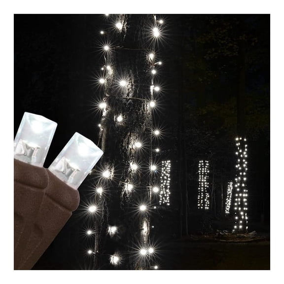 Stretch Net Christmas Lights - Cool White Trunk Wrap, 50 LED, 14x31in Expandable, Brown Wire, Indoor/Outdoor Holiday Decor