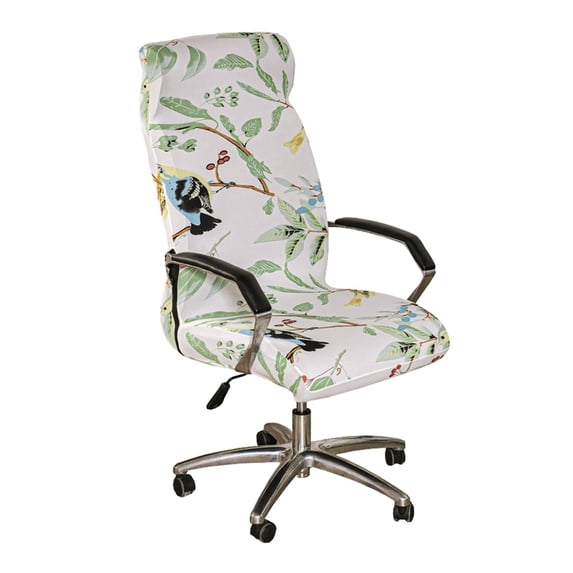 Stretch Office Chair Covers Large, 1 Piece Computer Office Chair Covers Printed Rotating Chair Slipcovers Soft Spandex with Zipper Desk Chair Covers