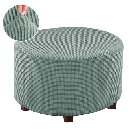 Stretch Ottoman Cover Ottoman Slipcovers Round Foot Stool Stretch Covers Ottoman Foot Rest Cover, Bottom, Washable , Green