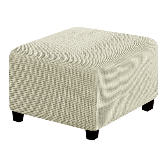 Stretch Ottoman Cover, Polyester Square Footstool Slipcover with Elastic Bottom, 15-17.7" x 23.6-29.1" Furniture Protector(C)