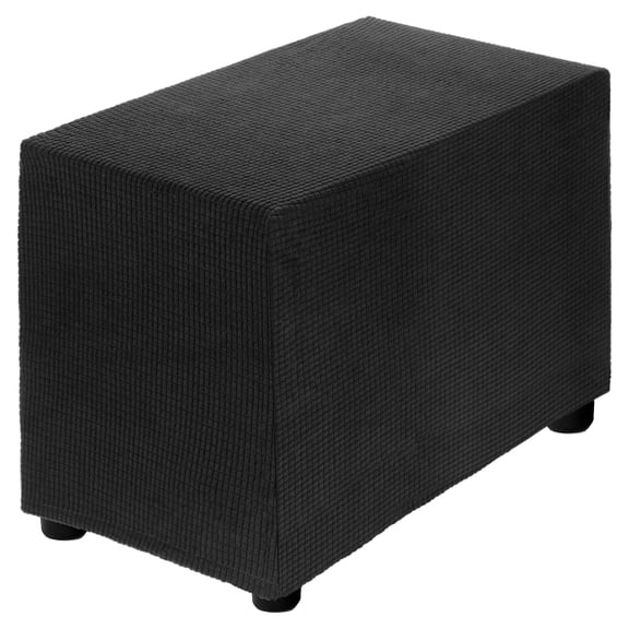 Stretch Ottoman Cover Rectangular Fit Length 20"-30", Small, Black