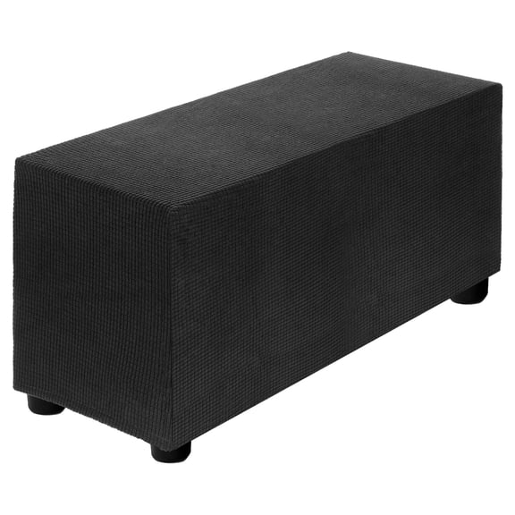 Stretch Ottoman Cover Rectangular Fit Length 33"-40", Medium, Black