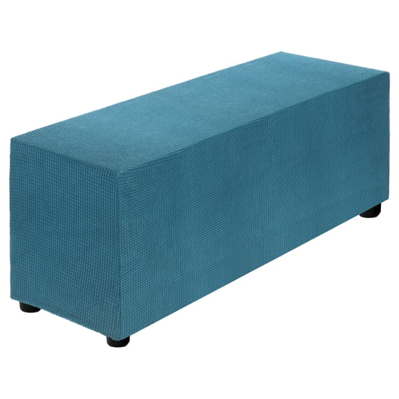 Stretch Ottoman Cover Rectangular Fit Length 40"-50", Large, Dark Cyan