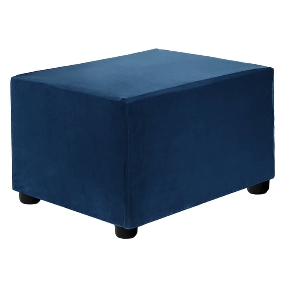 Stretch Ottoman Cover Rectangular Square Ottoman Slipcover with Elastic for Foot Stool Living Room Bedroom Fit Length 50-76cm / 19.69"-29.92", S-Large, Navy