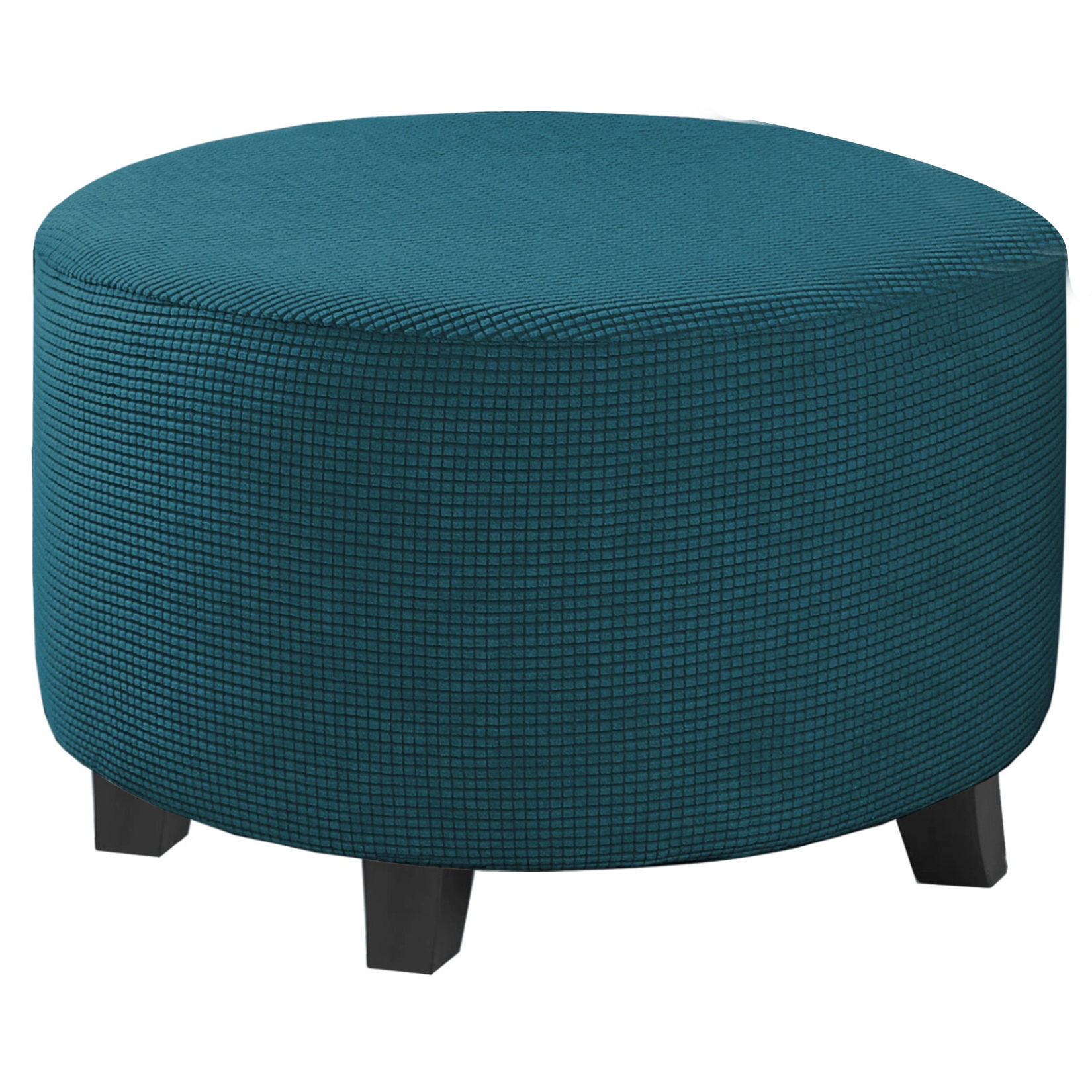 Stretch Ottoman Cover Round Footstool Cover, Jacquard Ottoman