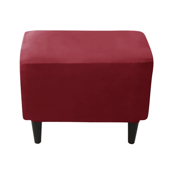 Stretch Ottoman Cover Velvet, Footstool Protector Covers Rectangle Ottoman Slipcovers 1 Piece Storage Ottoman Slipcover Small for Dogs Cats -Orange-1 Piece