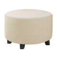 thumbnail image 1 of Stretch Ottoman Slipcover – Round Furniture Protector Fits 20" - 23" Dia, for Footrests, Storage Ottomans & Folding Stools – Elastic Fabric Cover (Natural, Medium), 1 of 8