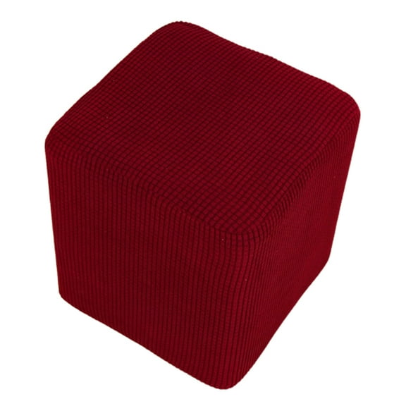 Stretch Ottoman Slipcover Square Footstool Cover Storage Protector Dustproof red