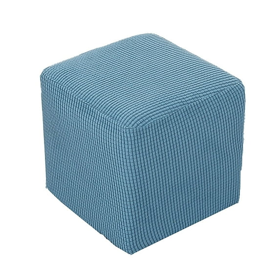 Stretch Ottoman Slipcovers, Soft Non Slip Ottoman Cover With Elastic Bottom Jacquard Footstool Protect Furniture Protector Covers, Washable-blue-Square