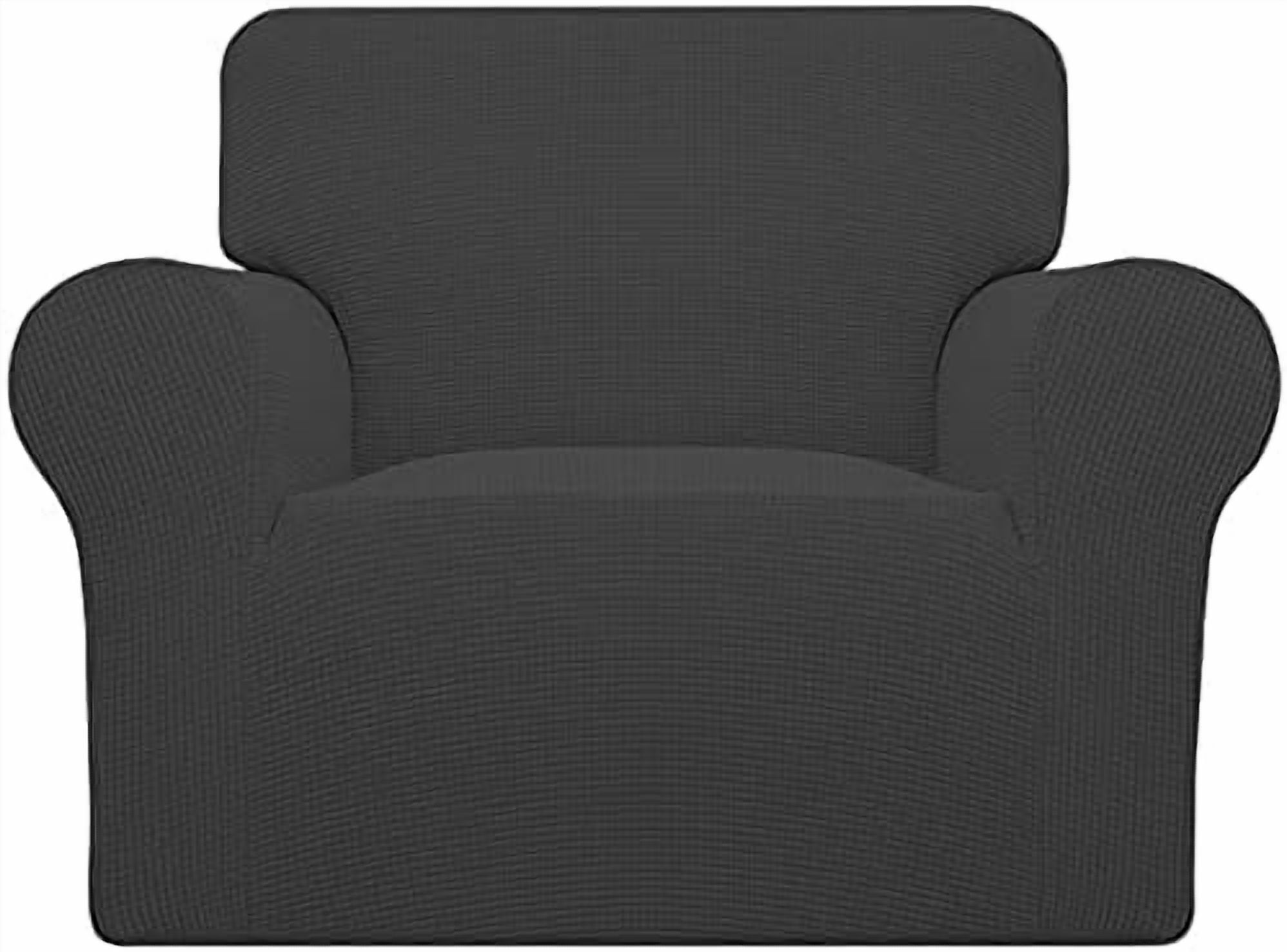 Stretch Oversized Chair Sofa Slipcover 1-Piece Couch Sofa Cover Furniture Protector Soft with Elastic Bottom for Kids Spandex Jacquard Fabric Small Checks Dark Gray