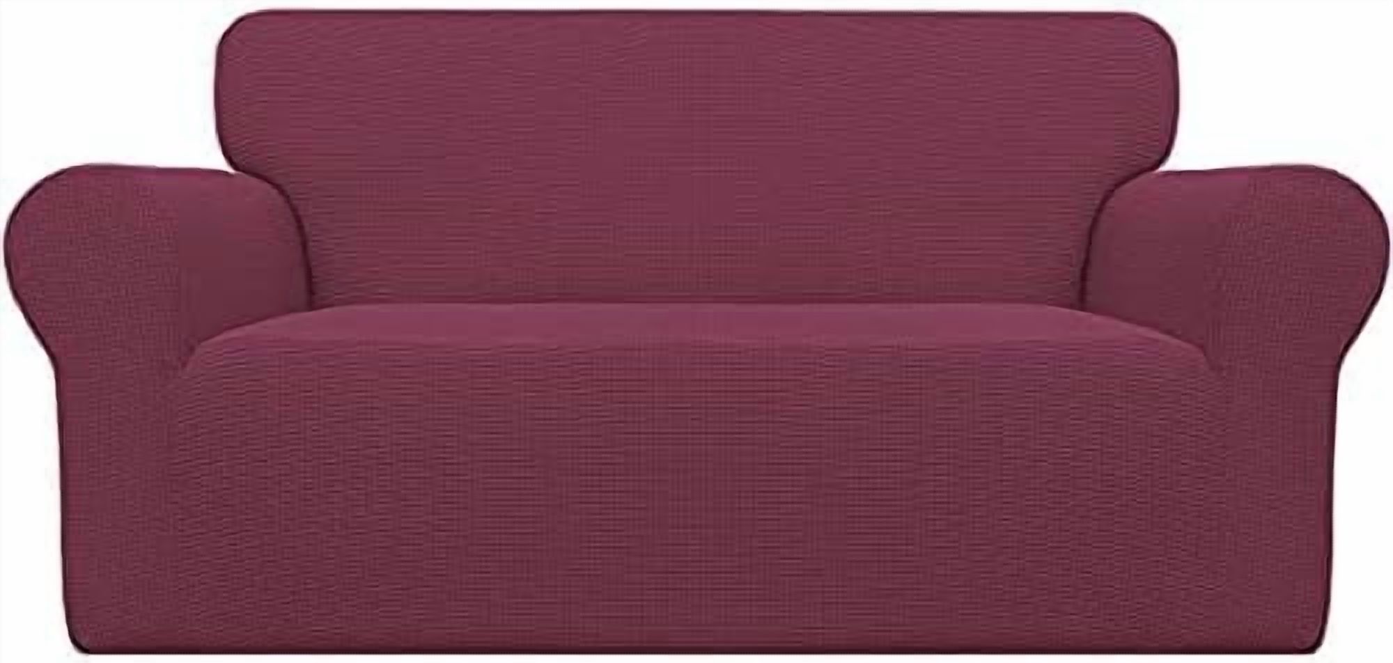 Stretch Oversized Loveseat Slipcover 1-Piece Sofa Cover Furniture Protector Couch Soft with Elastic Bottom for Kids Polyester Spandex Jacquard Fabric Small Checks ASH Rose