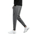 thumbnail image 1 of Stretch Pants For Men Dress Slim Retro Thin Solid Color Soft Lightweight -Resistant Yoga Running Regular Trouser Classic Stretch Business Long Pant with Pockets, 1 of 4