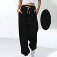 thumbnail image 1 of Stretch Pants for Women Woman Sweats Women's Casual Solid Color Drawstring Elastic Waist Sweatpants Side Pockets Black L, 1 of 5