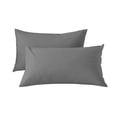 thumbnail image 1 of Stretch Pillow Cases - Jersey Knit Envelope Closure Pillowcases with Ultra Soft T-Shirt Like Polyester Blend - Suitable for Standard Size Set of 2 Gray, 1 of 6