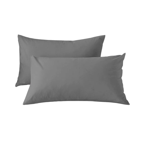 Stretch Pillow Cases - Jersey Knit Envelope Closure Pillowcases with Ultra Soft T-Shirt Like Polyester Blend - Suitable for Standard Size Set of 2 Gray
