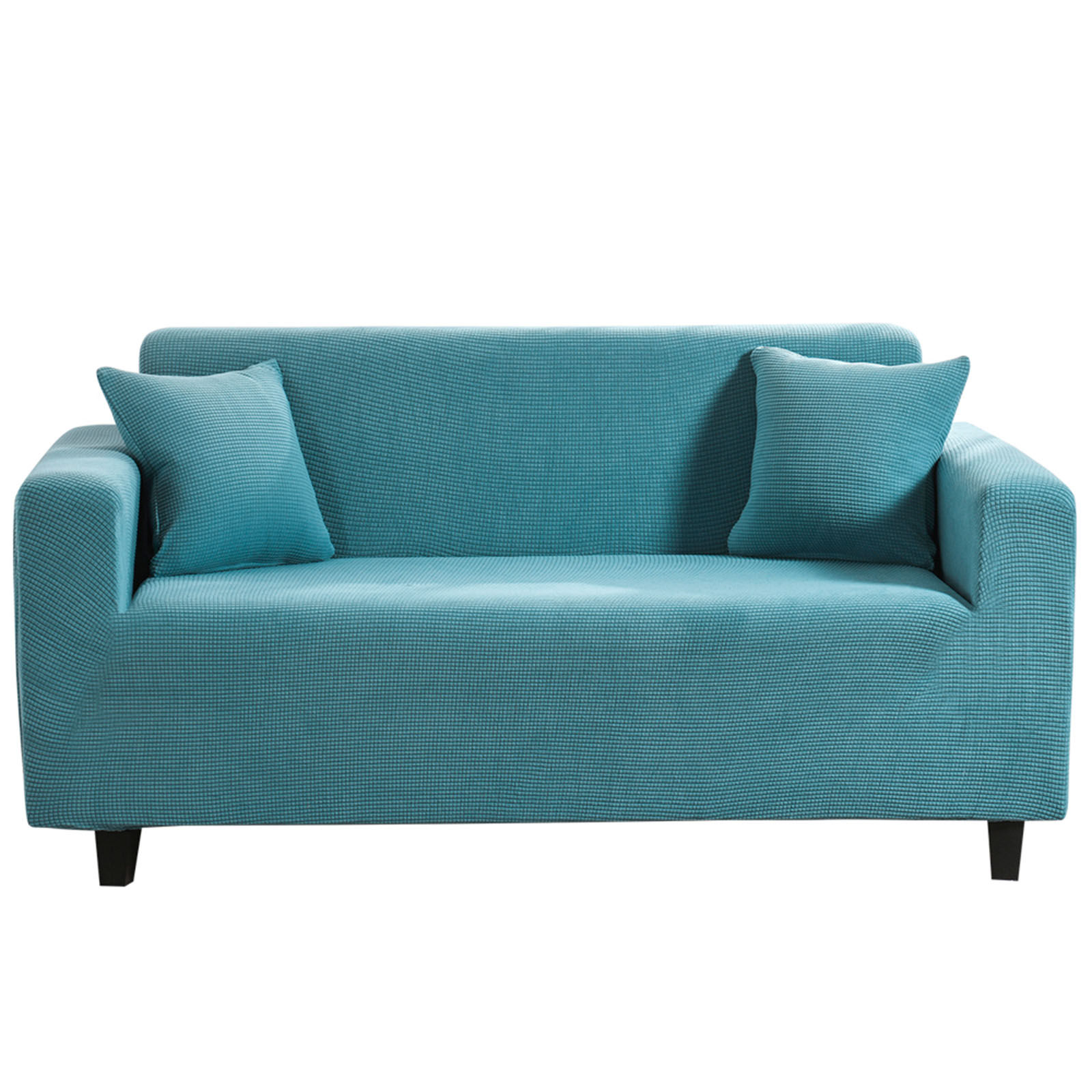 Stretch Plush Sofa Slipcover, Soft Sofa Cover, Thicken Couch Covers Anti-Slip Furniture Protector For 1 2 3 4 Seater Couch Slipcover-Lake blue-Single seat(90-140cm)35-55in