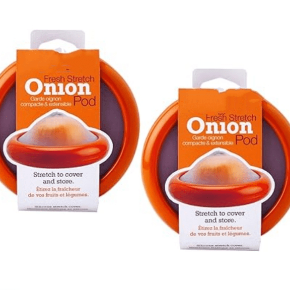 Stretch Pod, Keep Onions Fresh Longer, Refrigerator Storage, Produce Organization, Orange, Pack of 2