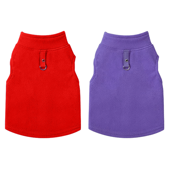 Stretch Polar Fleece Dog Vest Dog Sweater Warm Pullover Fleece Dog Jacket with Leash Ring Puppy Pullover Jacket Warm Soft