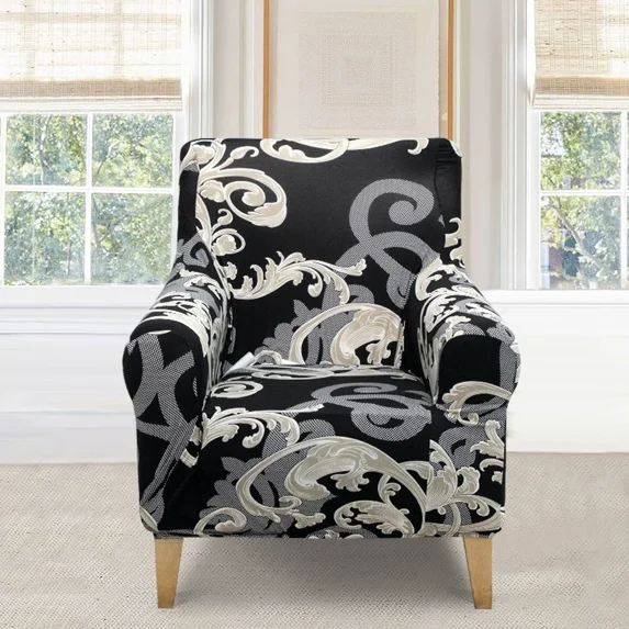 Stretch Printed Club Chair Slipcover - Spandex Elastic Armchair Sofa Cover for Living Room, Furniture Protector with Non-Slip Design (Fits 27.5-35.4in Height)
