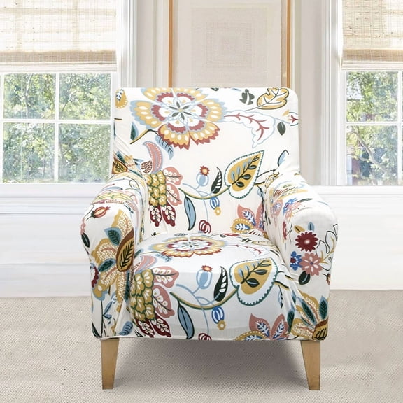 Stretch Printed Club Chair Slipcover - Spandex Elastic Armchair Sofa Cover for Living Room, Furniture Protector with Non-Slip Design (Fits 27.5-35.4in Height)