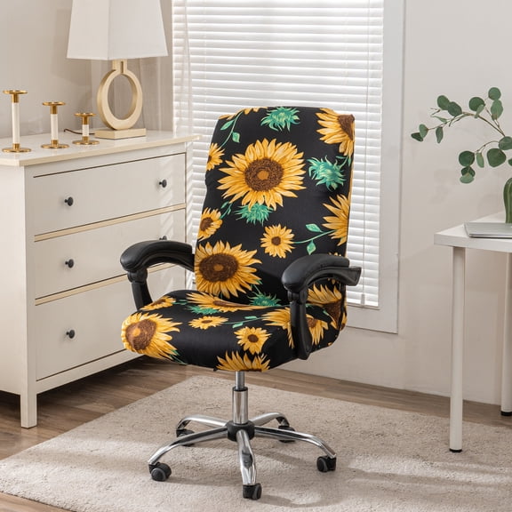 Stretch Printed Office Chair Cover High-Back Computer Chair Cover Machine Washable & Removable Swivel Chair Protector Universal Ergonomic Office Chair Cover