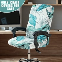 Stretch Printed Office Computer Chair Covers, Universal Desk Rotating Chair Slipcovers Removable Washable, Soft Fit Anti-Dust Spandex Protector Cover with Zipper