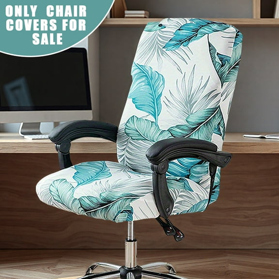 Stretch Printed Office Computer Chair Covers, Universal Desk Rotating Chair Slipcovers Removable Washable, Soft Fit Anti-Dust Spandex Protector Cover with Zipper