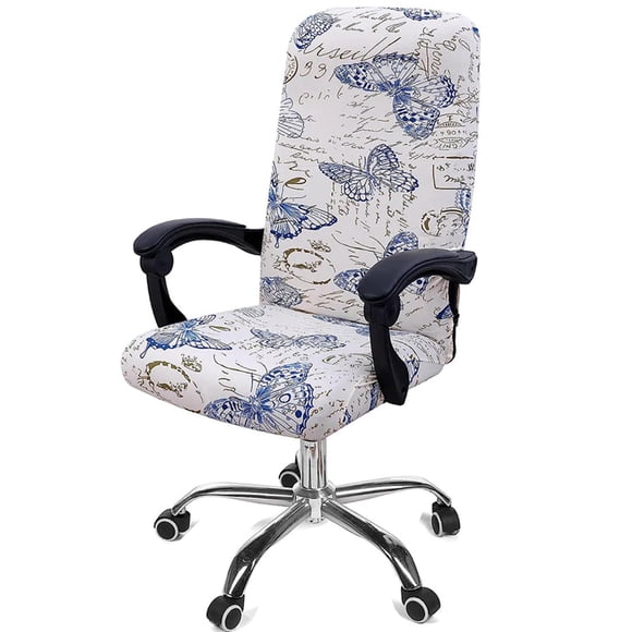 Stretch Printed Office Computer Chair Covers, Universal Desk Rotating Chair Slipcovers Removable Washable, Soft Fit Anti-Dust Spandex Protector Cover with Zipper