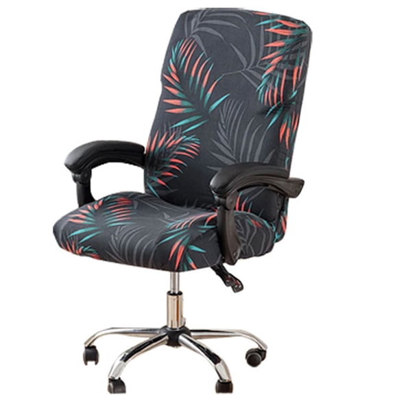 Stretch Printed Office Computer Chair Covers, Universal Desk Rotating Chair Slipcovers Removable Washable, Soft Fit Anti-Dust Spandex Protector Cover with Zipper