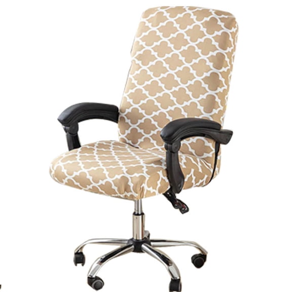 Stretch Printed Office Computer Chair Covers, Universal Desk Rotating Chair Slipcovers Removable Washable, Soft Fit Anti-Dust Spandex Protector Cover with Zipper