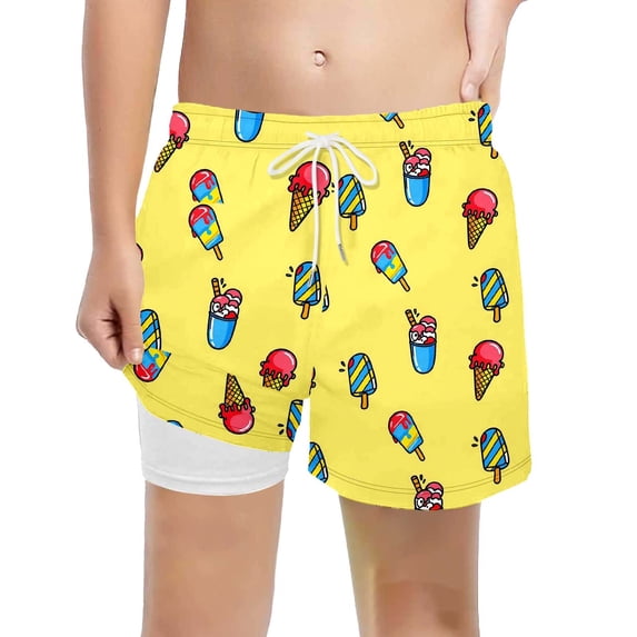 Stretch Quick Dry Boys Swimming Shorts Functional Compression Liner Anti-chafe Comfortable Kids Beach Swim Bottoms