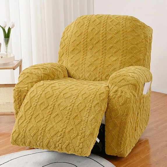 Stretch Recliner Slipcover Latest Jacquard Recliner Chair Cover with Side Pocket Anti-Slip Fitted Recliner Cover Couch Furniture Protector with Elastic Bottom