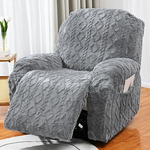 Stretch Recliner Slipcover Latest Jacquard Recliner Chair Cover with Side Pocket Anti-Slip Fitted Recliner Cover Couch Furniture Protector with Elastic Bottom