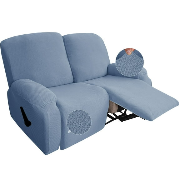 Stretch Recliner Slipcover Recliner Chair Cover, Leisure Jacquard 2 Seater Armchair Covers Anti-Slip Sofa Slipcover Recliner Cover For Recliner Armchair-Light blue