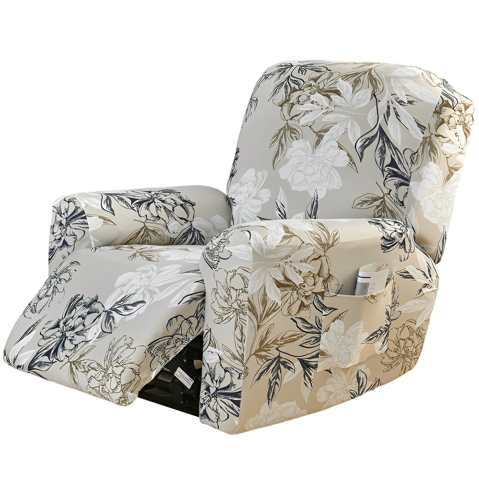 Stretch Recliner Slipcover with Pocket 4 Pieces Machine Washable ...