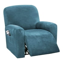 Stretch Relax Recliner Slipcover, Single Seat Velvet Recliner Chair Cover Armchair Covers Sofa Slipcover Soft Recliner Cover Recliner Protector-Peacock blue