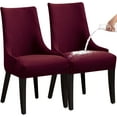 thumbnail image 1 of Stretch Rhombic Geometric Wingback Chair Covers Slipcover - Reusable Arm Chair Protector Cover for Dining Room (Wine Red, Set of 2), 1 of 14
