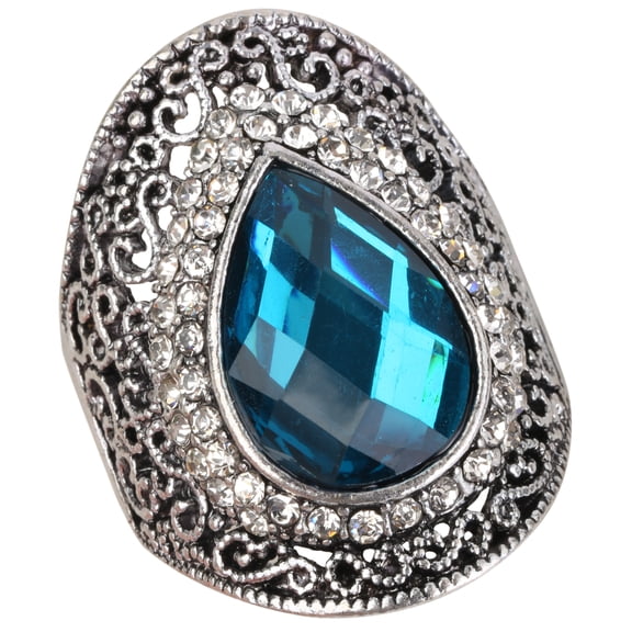 Stretch Rings for Women Fit Finger Size 6.5 to 9 Rhinestone Silk Scarf Holders