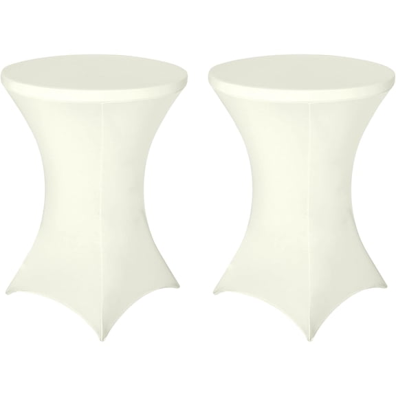 Stretch Round Cocktail Tablecloth 32 to 32 Inches Diameter by 40 to 43 Inches Height Cream 2 Pack